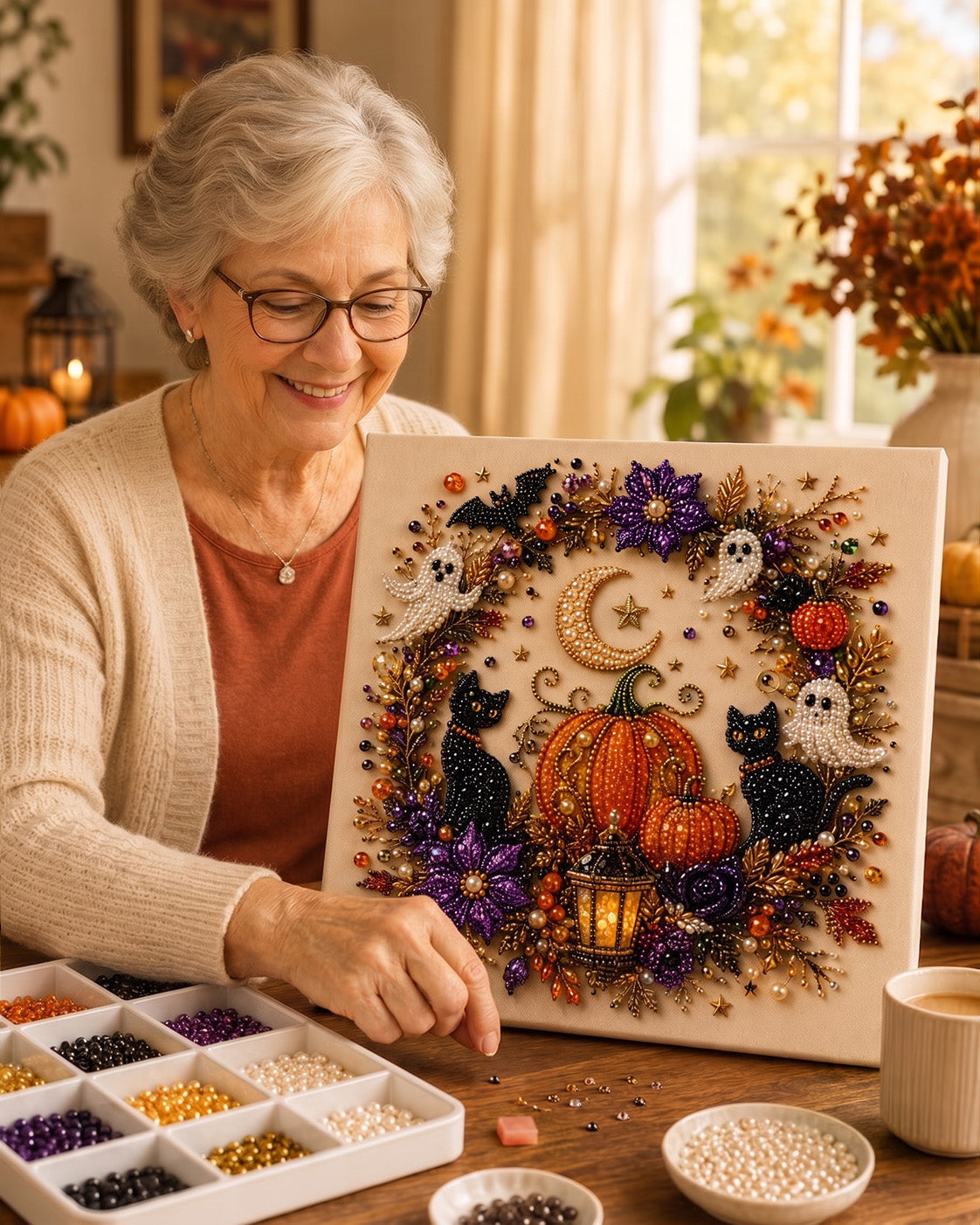 🔥👻✨ Halloween Pearl Art DIY Kit – Turn Tiny Pearls into Spooky-Cute Magic