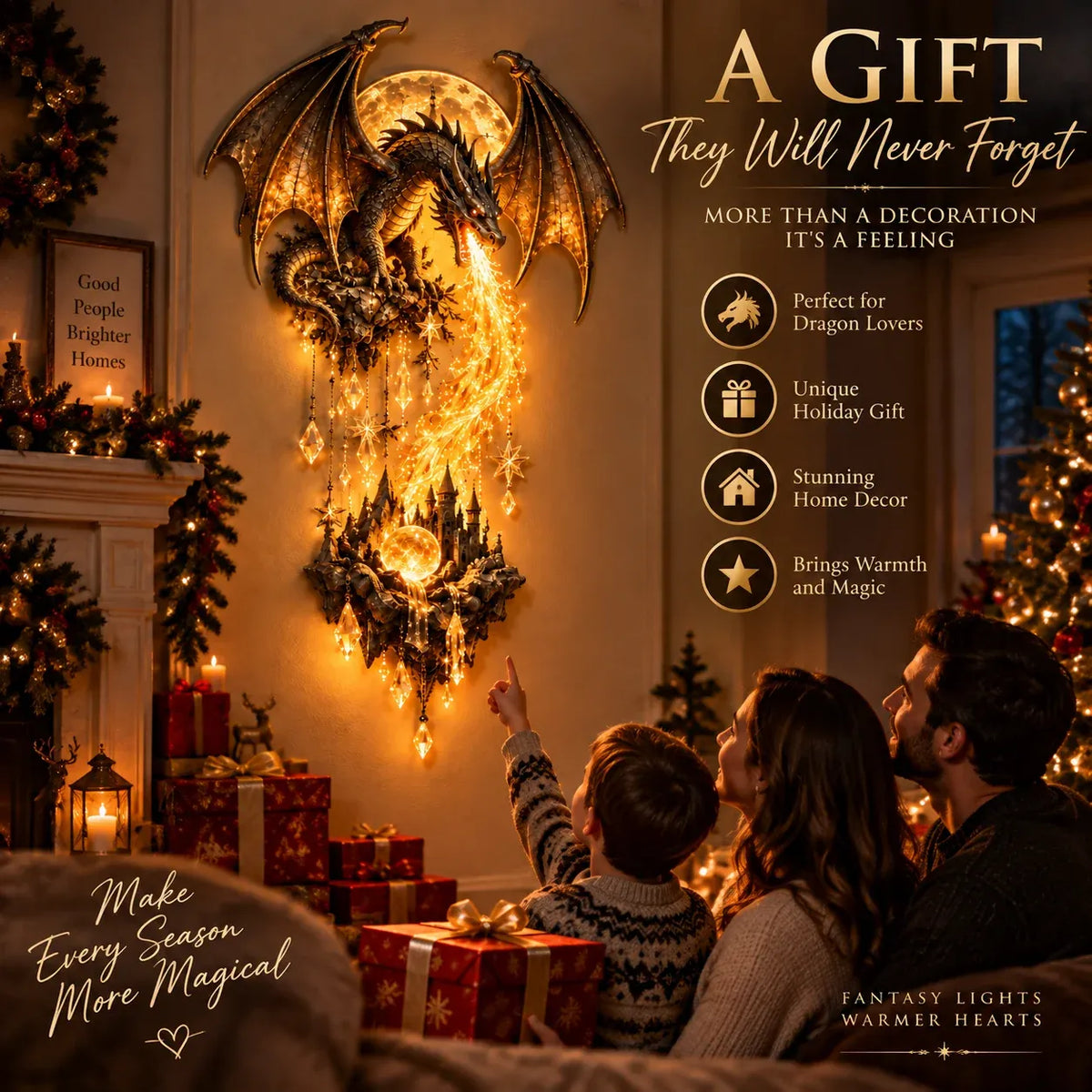 🔥 🐉 Dragonfire Moonlight Wall Lamp | Enchanted Fantasy Castle Decor 🌙