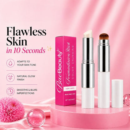 Korean 2‑in‑1 Color‑Changing Foundation Stick with Travel Brush