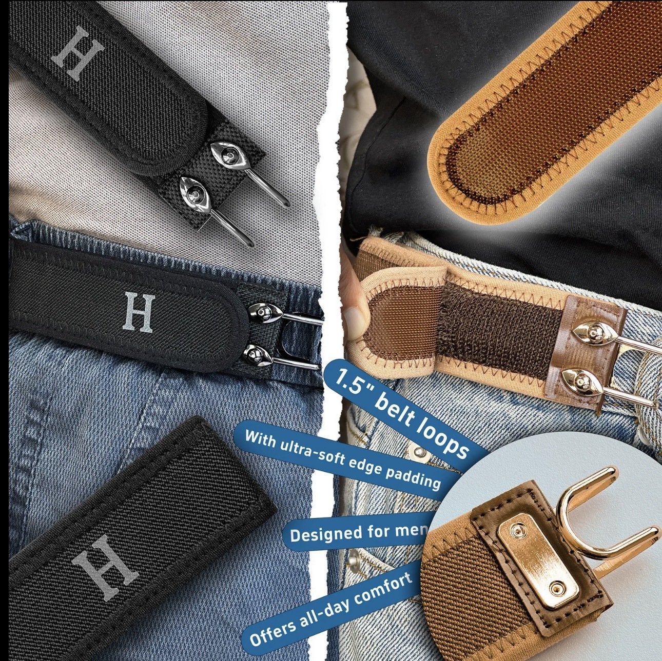 Tactical Metal Hook Elastic Belt (Unisex) - No Buckle Invisible Design | Soft Adjustable Side