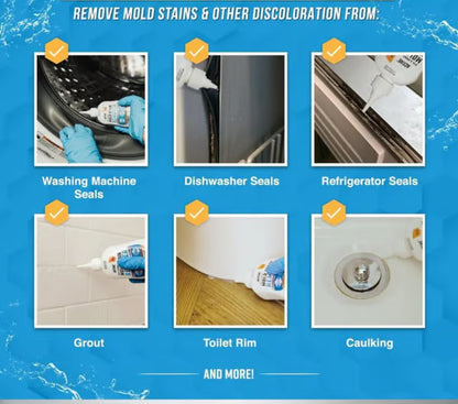 💥LAST DAY SALE 49% OFF- Mold Remover Gel with Scrub Brush – Heavy Duty Mildew Stain Cleaner for Washer Gasket, Shower Caulk, Tile Grout & Bathroom