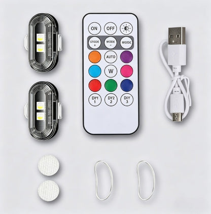 مصابيح LED لاسلكية لأجواء السيارة، مصابيح ستروب تحذيرية، مصابيح ستروب طائرات RGB Led، مصباح LED للسيارة والدراجة النارية
