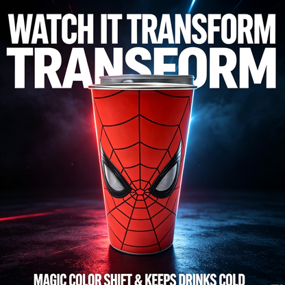 Magic Cold-Changing Spider-Man Coffee Cup – Color-Changing Gradient Tumbler for Iced Drinks