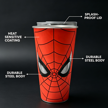 Magic Cold-Changing Spider-Man Coffee Cup – Color-Changing Gradient Tumbler for Iced Drinks