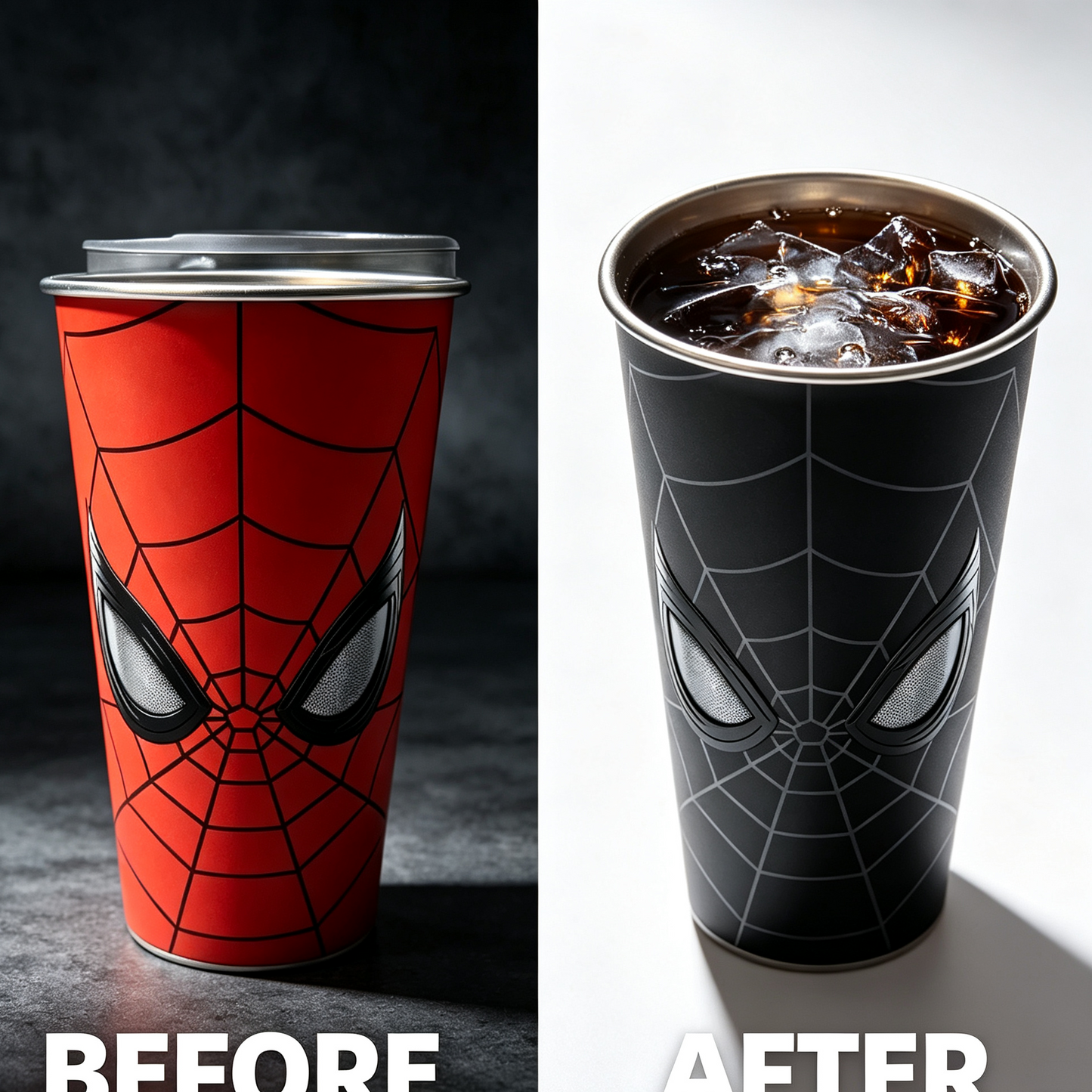 Magic Cold-Changing Spider-Man Coffee Cup – Color-Changing Gradient Tumbler for Iced Drinks