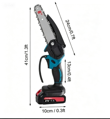 2 Battery 6-8  Mini Cordless Chainsaw Electric One-Hand Saw Wood Cutter