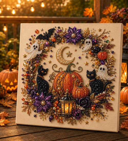 🔥👻✨ Halloween Pearl Art DIY Kit – Turn Tiny Pearls into Spooky-Cute Magic