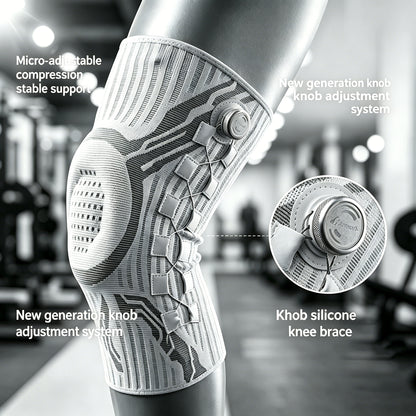 Knob-Adjustable Silicone Shock-Absorbing Knee Sleeve with Dual Spring Support