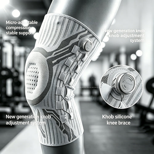 Knob-Adjustable Silicone Shock-Absorbing Knee Sleeve with Dual Spring Support