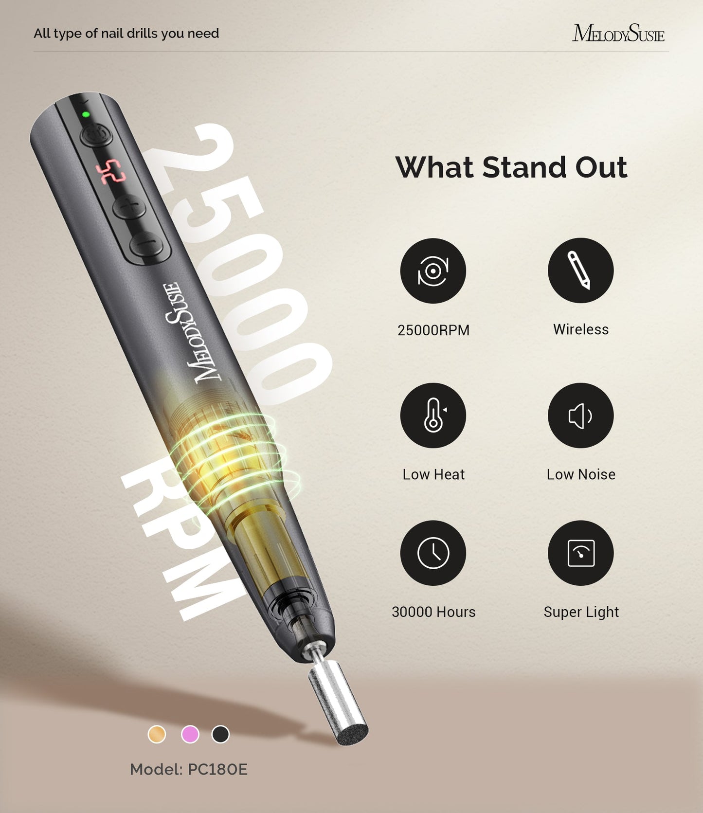 Pen-Shaped Rechargeable Nail Drill