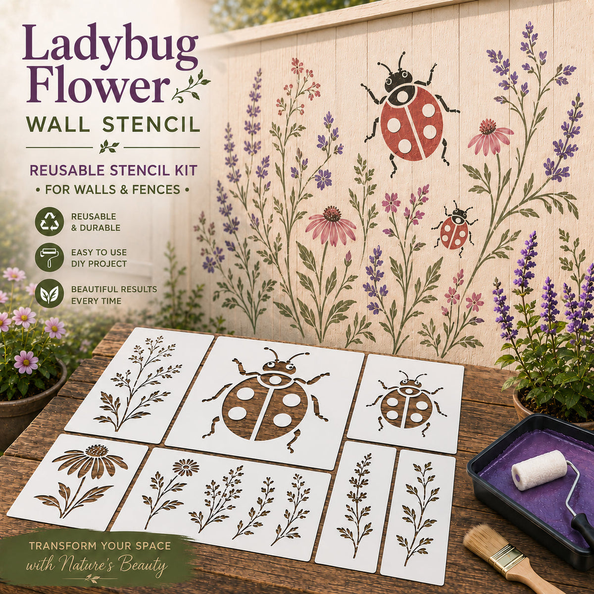📦🌿 Garden Wall Stencil—Make your walls look lively and not monotonous🔥🎁Give your child a vivid home🏠