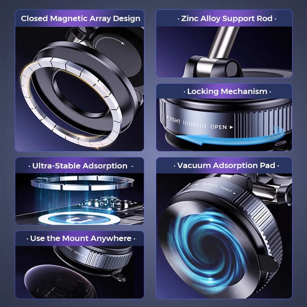 Retractable Car Phone Mount - 360° Magnetic Holder