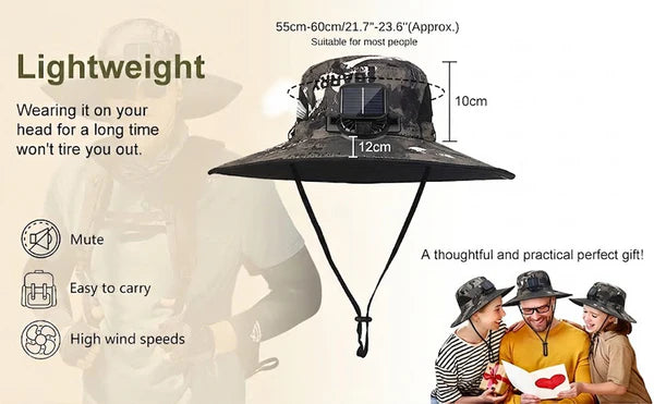Summer Hot Sale🔥 New Ultralight Solar Fan Sun Hat – Lighter Than a Baseball!