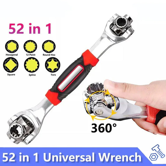 52 in 1 Socket Wrench Tool,Universal Wrench with Multifunction 360 Degree Rotating Head