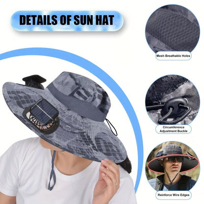 Summer Hot Sale🔥 New Ultralight Solar Fan Sun Hat – Lighter Than a Baseball!