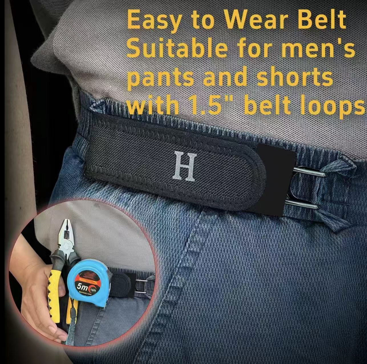 Tactical Metal Hook Elastic Belt (Unisex) - No Buckle Invisible Design | Soft Adjustable Side