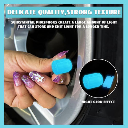 🔥Tire Valve Cap Set, 8PCS Fluorescent Glow in The Dark Air Caps Cover