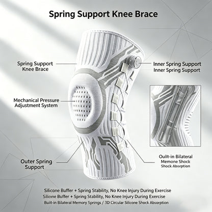 Knob-Adjustable Silicone Shock-Absorbing Knee Sleeve with Dual Spring Support