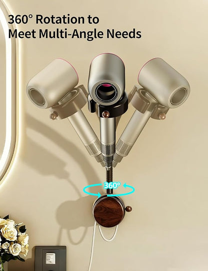 No-Drill Strong Suction Cup Hair Dryer Stand - Adjustable Bathroom Storage