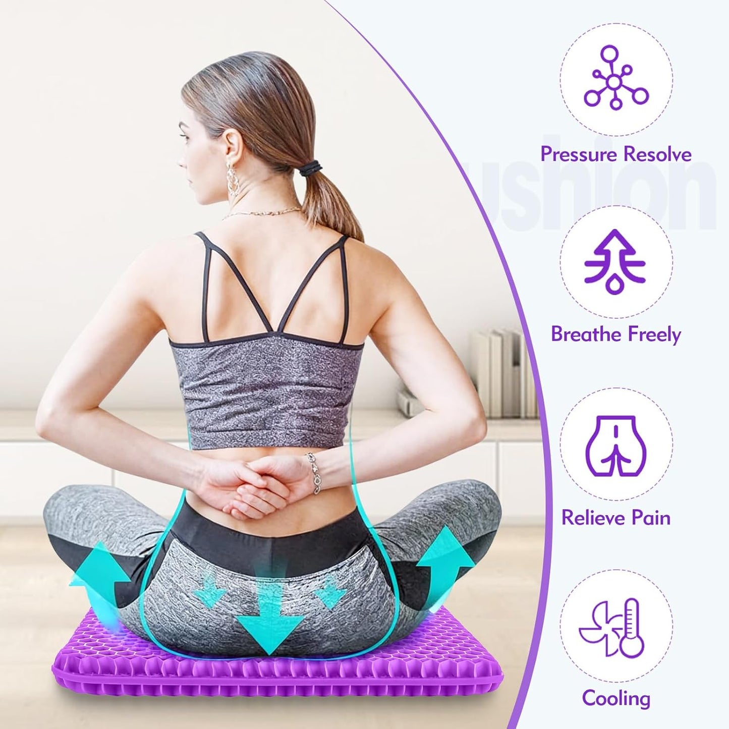 Double-Thick Gel Seat Cushion Honeycomb Breathable Non-Slip