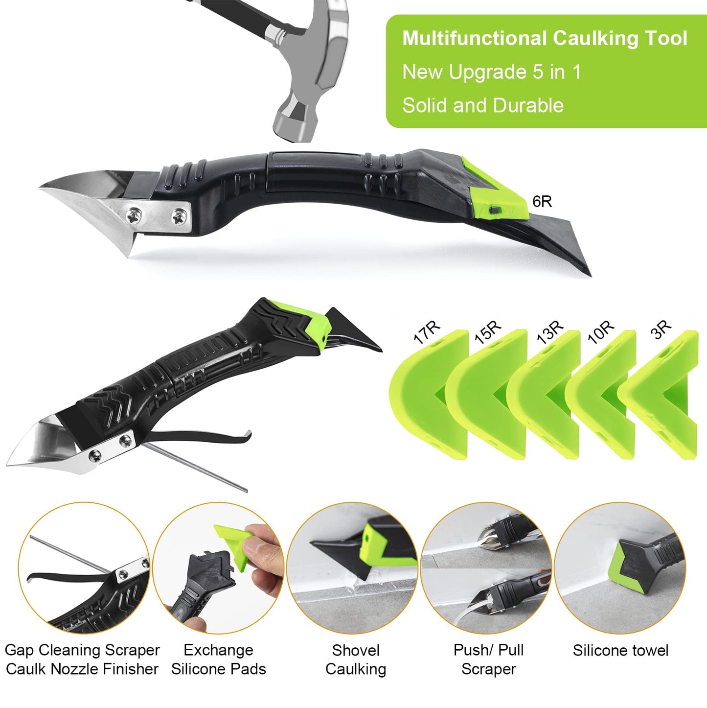 Caulking Tool 5 in 1 Silicone Caulking Grout Removal Sealant Finishing Tool