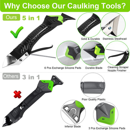 Caulking Tool 5 in 1 Silicone Caulking Grout Removal Sealant Finishing Tool