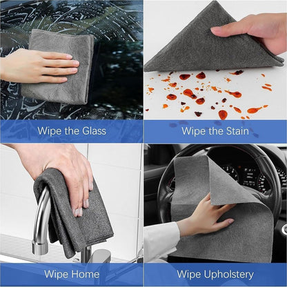 Streak-Free Microfiber Cloth – Ultra-Absorbent 11.8" × 11.8" Lint-Free Cleaner