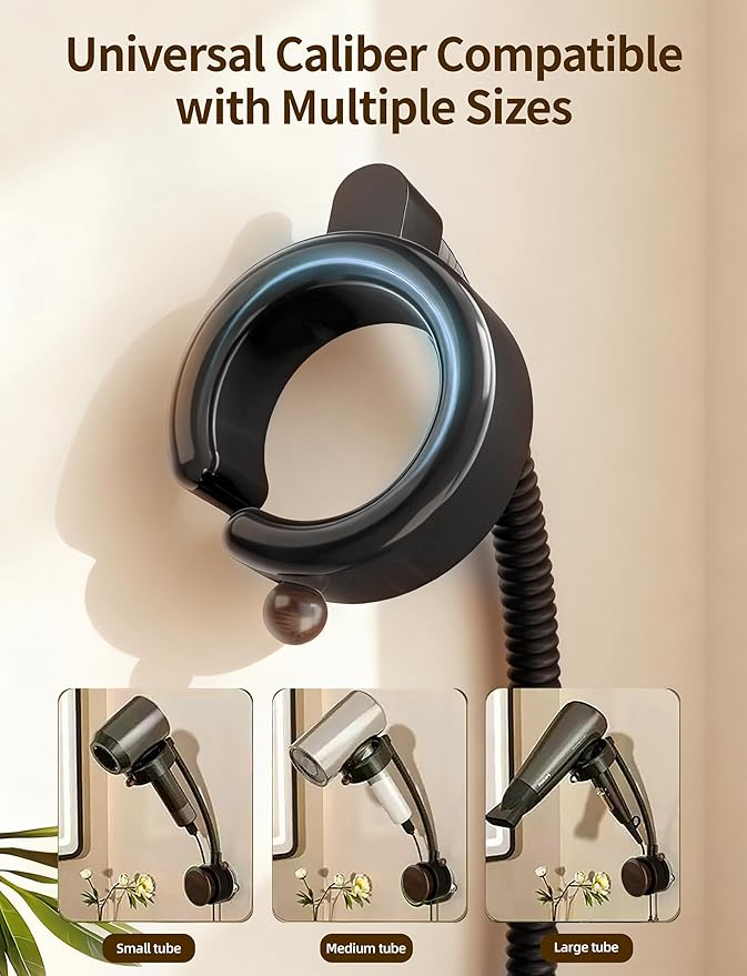 No-Drill Strong Suction Cup Hair Dryer Stand - Adjustable Bathroom Storage