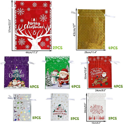 Christmas Cheer Drawstring Gift Bags
