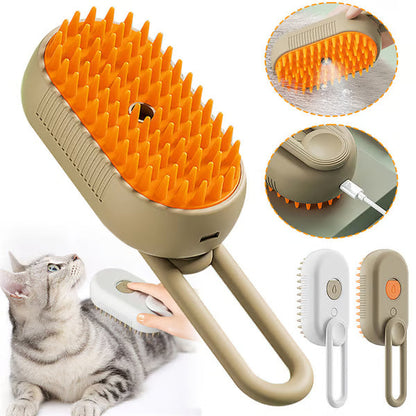 🐾Premium 3-in-1 Electric Pet Steam Brush - Steam, Massage & Hair Removal