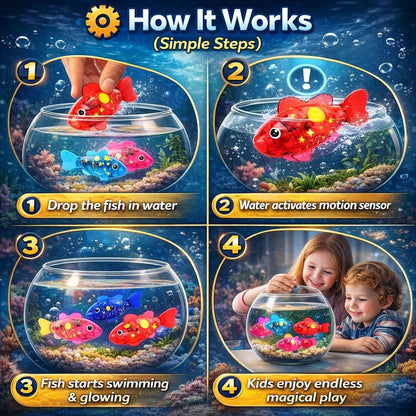 سمكة روبوت سحرية متوهجة (4 قطع) - ألعاب سباحة بإضاءة LED تعمل بالماء 🐠✨