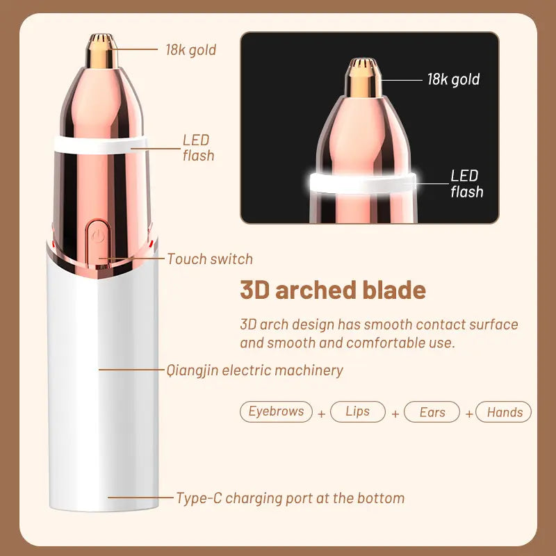 2-in-1 Women's Eyebrow and Facial Hair Removal Device
