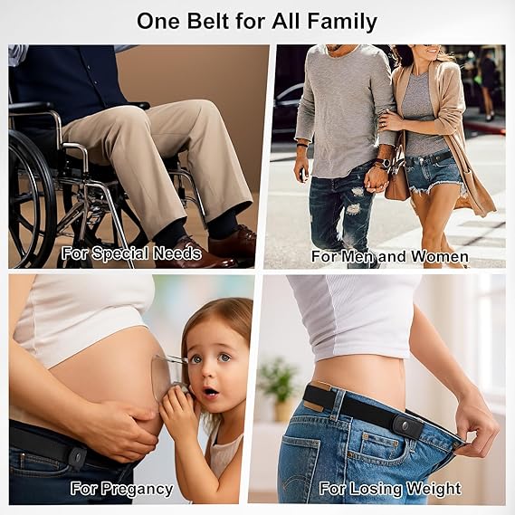 Tactical Metal Hook Elastic Belt (Unisex) - No Buckle Invisible Design | Soft Adjustable Side