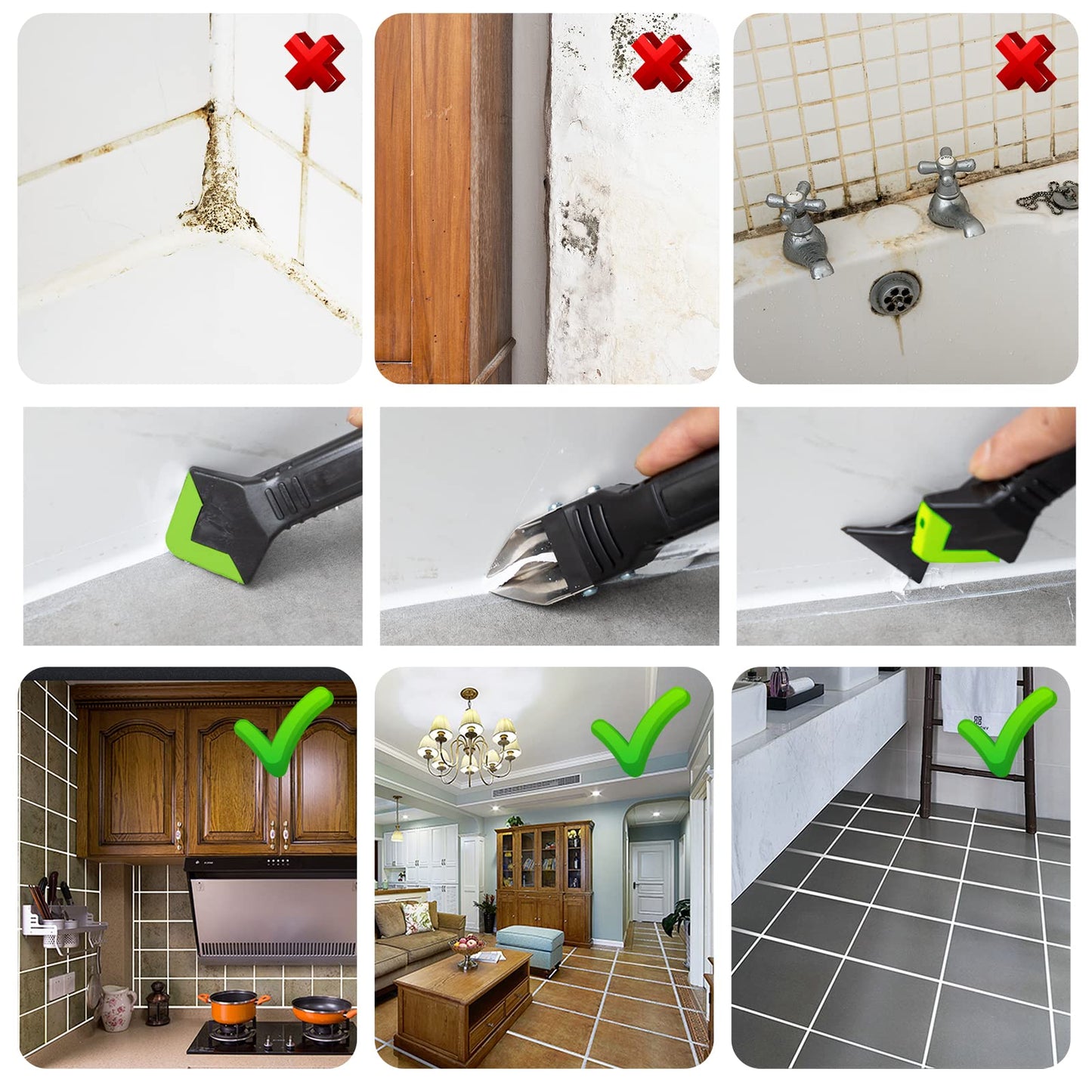 Caulking Tool 5 in 1 Silicone Caulking Grout Removal Sealant Finishing Tool