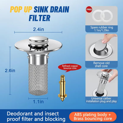 🔥Universal 2-in-1 Pop-Up Drain Stopper
