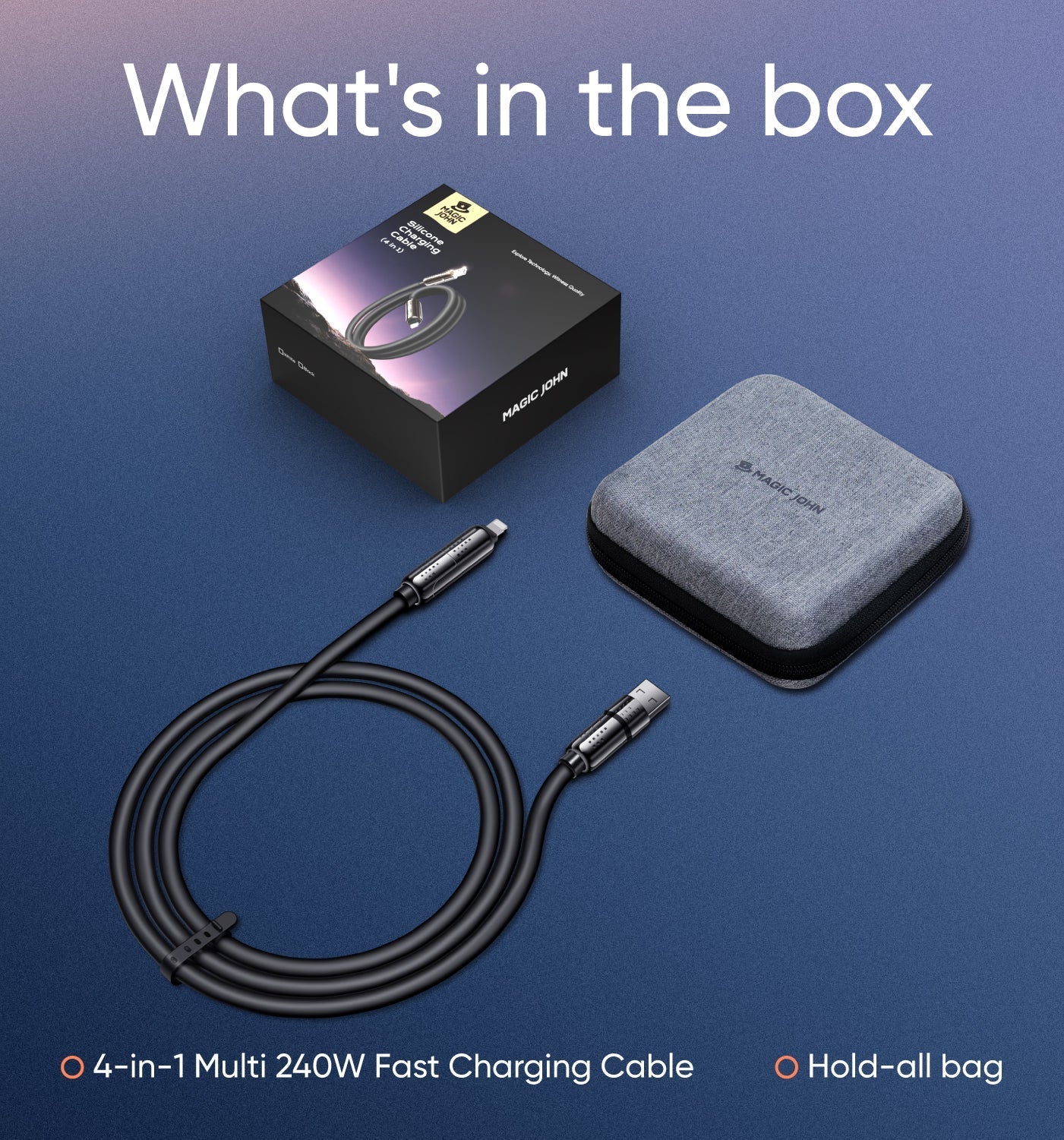 MAGIC JOHN 4-in-1 USB Charging Cable mFish fast charging