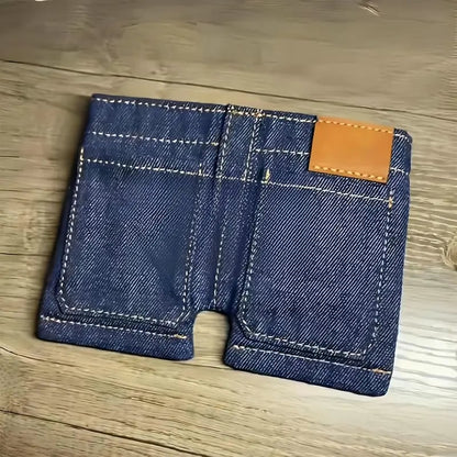 🏆Hot Sale⚡Mini Jeans Shaped Wallet - Denim Bifold Wallet for Men & Women