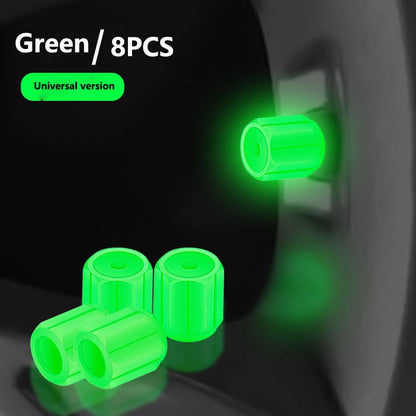 🔥Tire Valve Cap Set, 8PCS Fluorescent Glow in The Dark Air Caps Cover