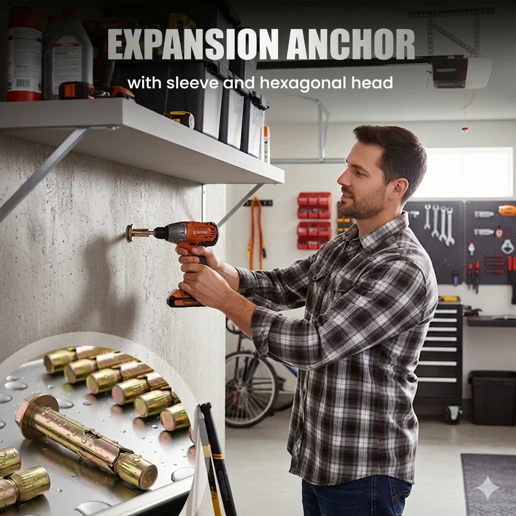 Expansion anchor with sleeve and hexagonal head