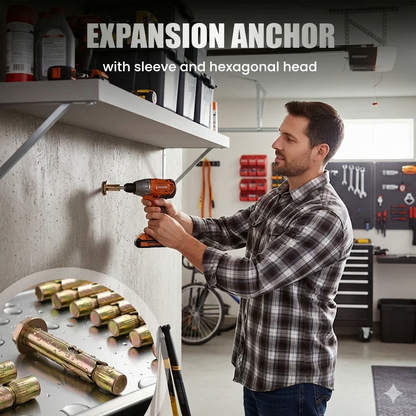 Expansion anchor with sleeve and hexagonal head