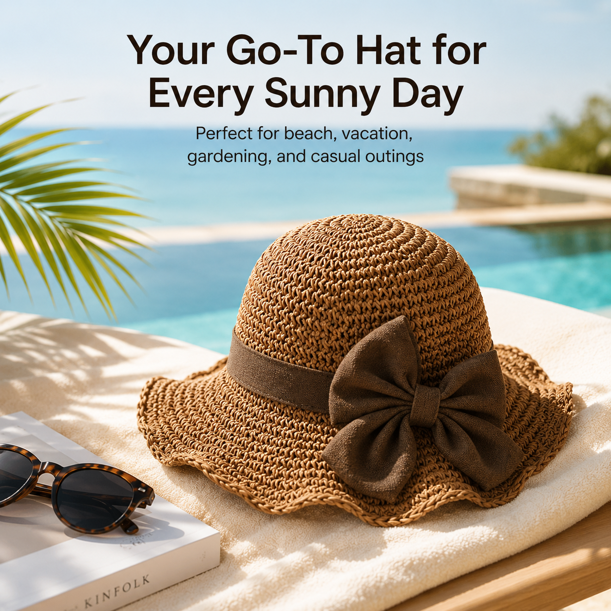 Elegant Woven Straw Sun Hat with Bow