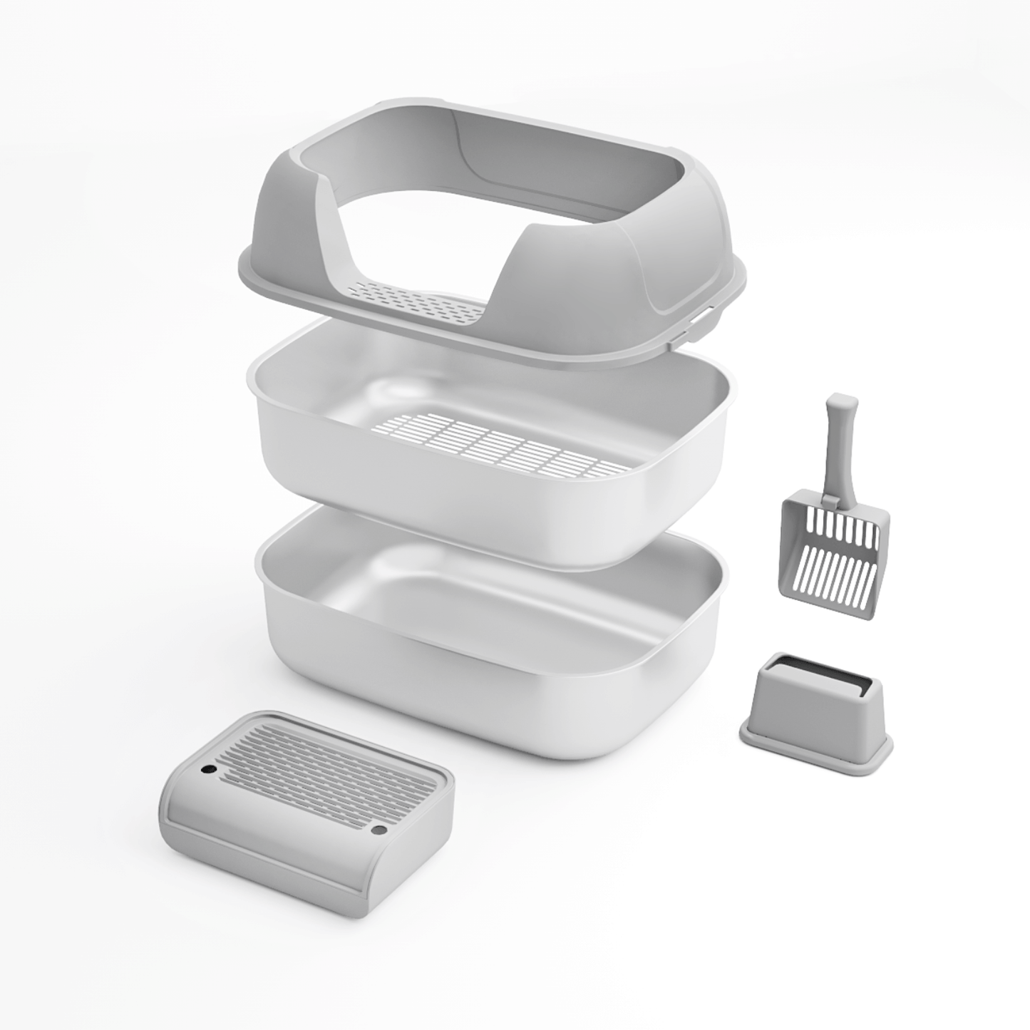 XL Stainless Steel Sifting Litter Box for Regular Clumping Litter