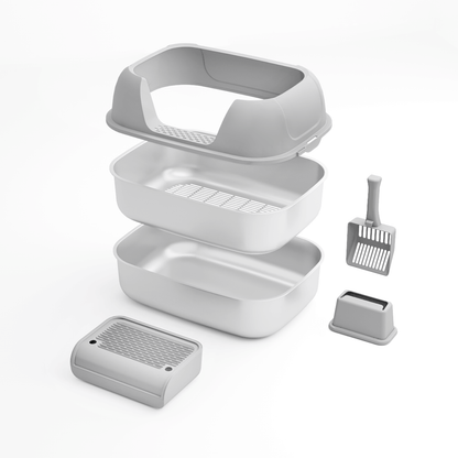 XL Stainless Steel Sifting Litter Box for Regular Clumping Litter