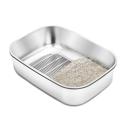 XL Stainless Steel Sifting Litter Box for Regular Clumping Litter