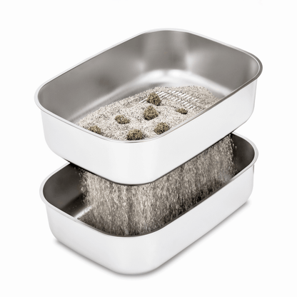 XL Stainless Steel Sifting Litter Box for Regular Clumping Litter