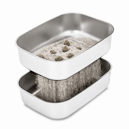 XL Stainless Steel Sifting Litter Box for Regular Clumping Litter