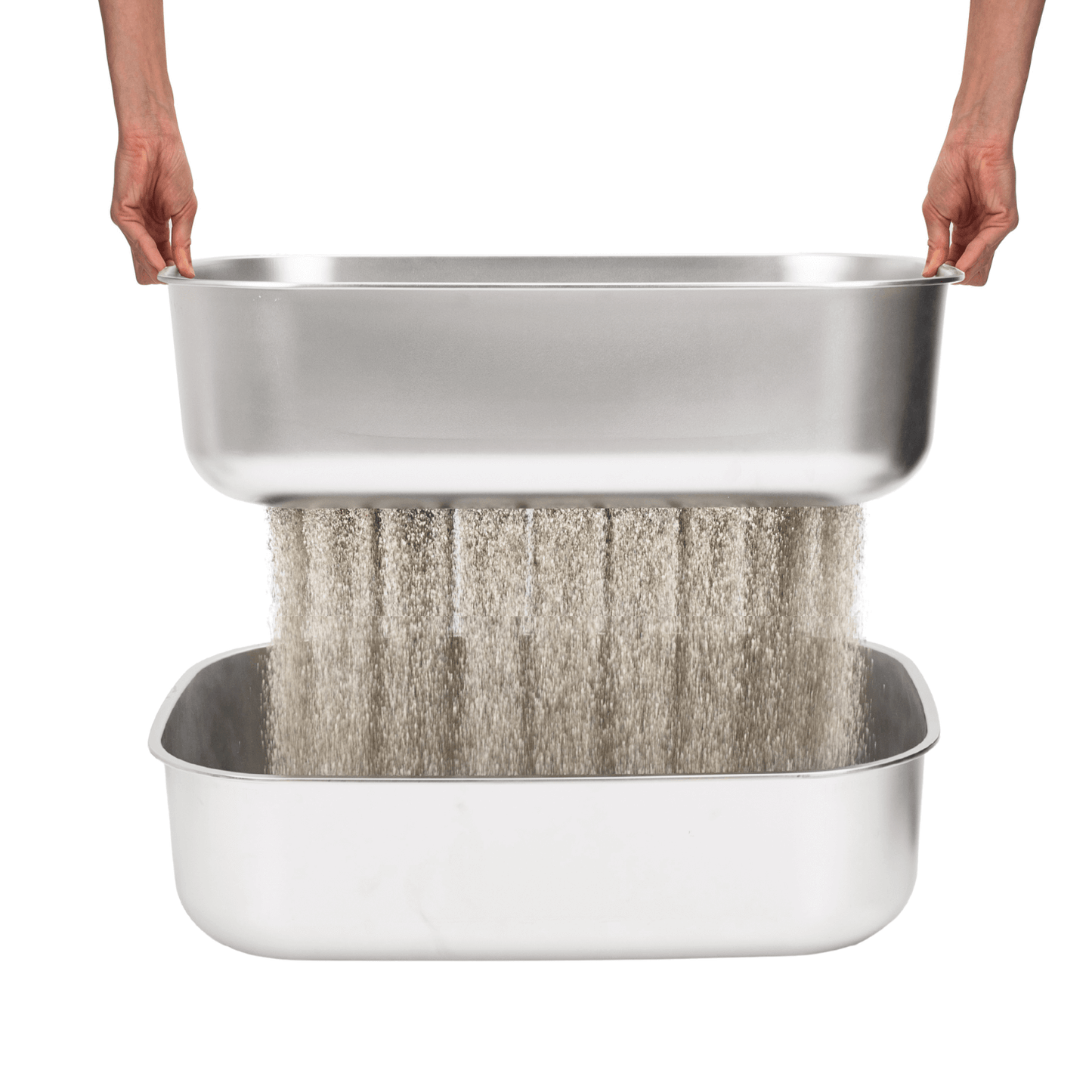 XL Stainless Steel Sifting Litter Box for Regular Clumping Litter