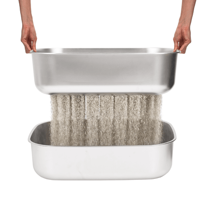 XL Stainless Steel Sifting Litter Box for Regular Clumping Litter