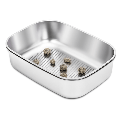 XL Stainless Steel Sifting Litter Box for Regular Clumping Litter