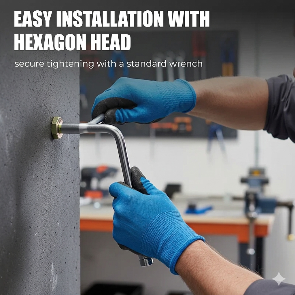 Expansion anchor with sleeve and hexagonal head